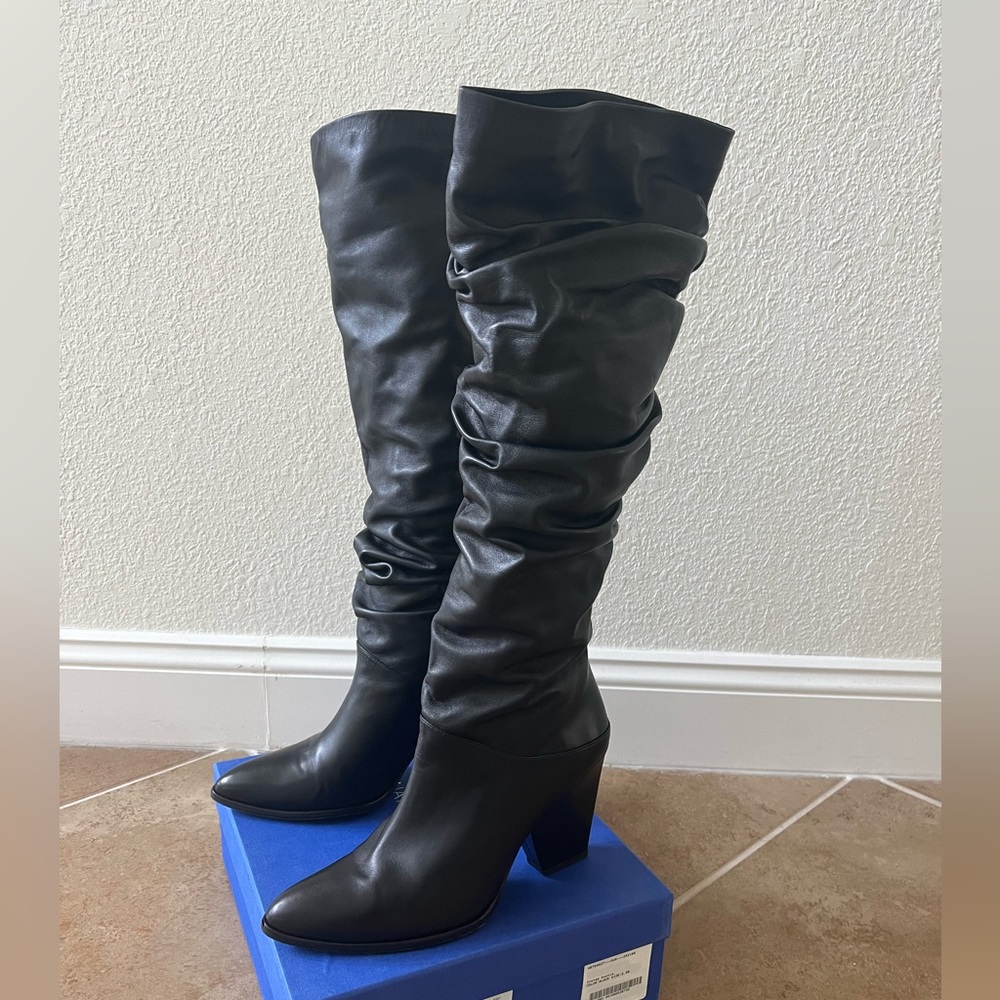 Stuart Weitzman Black Leather Smashing Boots size 10